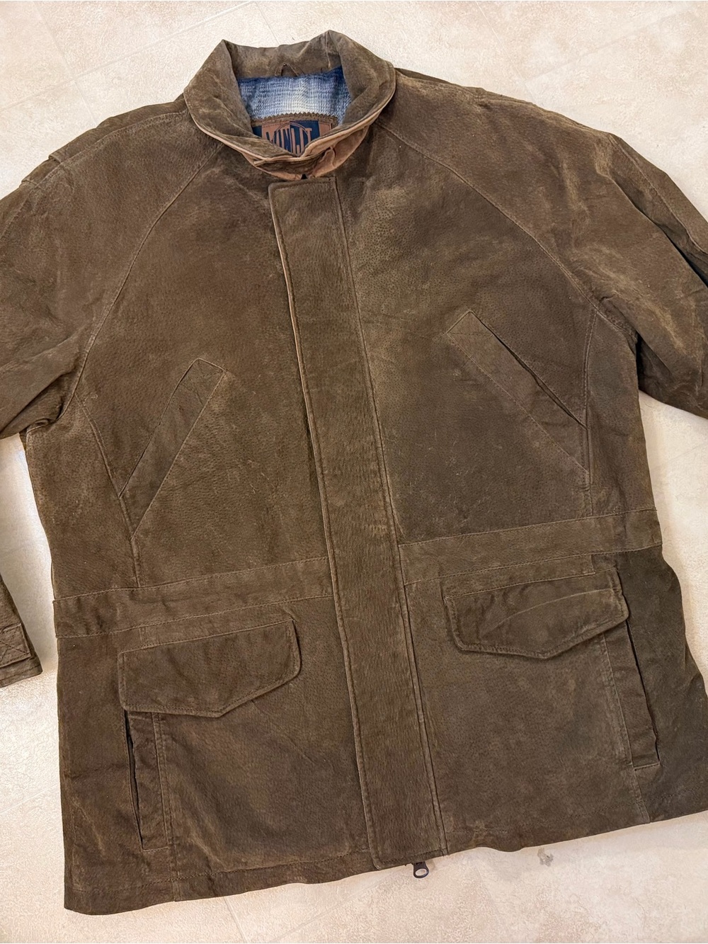 Vintage Winlit Brown Genuine Leather Plaid Lined Coat L